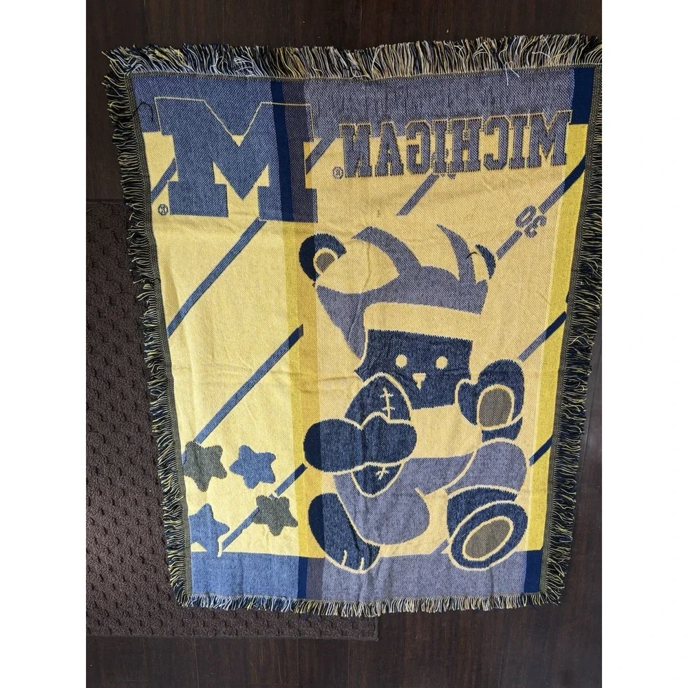 University Of Michigan Blanket Baby Wolverines Triple Woven Jacquard Throw 44x34